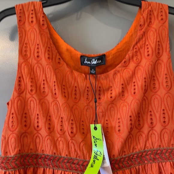NWT Sam Edelman Strappy Orange Eyelet Ruffle MIDI Summer Dress Fully Lined. Sz 4 - Picture 3 of 12